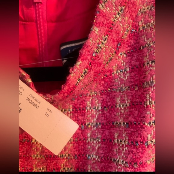 Jcrew Mockneck belted sheath dress in pink disco tweed - Picture 5 of 9